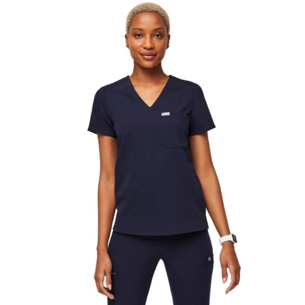 FIGS Catarina One-Pocket Short Sleeve Scrub‎ Top in Navy Blue Size Small